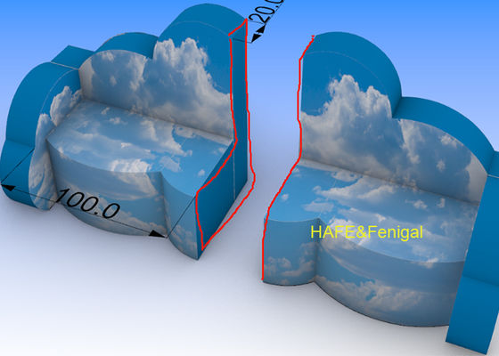 1m Custom Blue Sky Pattern Inflatable Sofa For Personal Relaxation Or Commercial Appeal