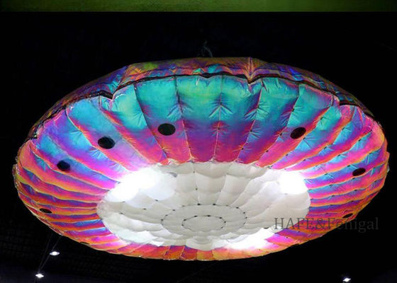 Giant Outdoor Inflatable Art Decorating Alien Flying Saucer With LED Light Custom Pattern