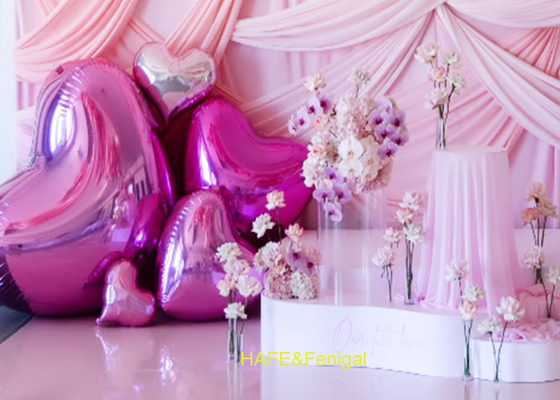 Heart-Shaped Pink Or Red Mirror Balloons For Valentine'S Day, Anniversary Parties