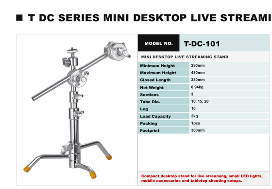TDC Series Mini Desktop Stand with Adjustable Height Lightweight Compact Design for Live Streaming