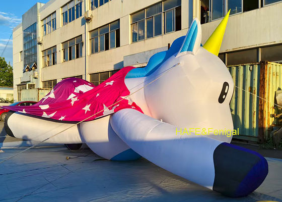 Custom 5m Long Fabric Material Inflatable Unicorn For Amusement Parks Or Outdoor Lawns
