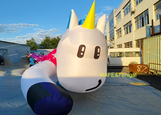 Custom 5m Long Fabric Material Inflatable Unicorn For Amusement Parks Or Outdoor Lawns