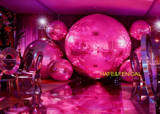 Dia.1m Inflatable Shiny PVC Pink Mirror Balloon For Weddings And Parties