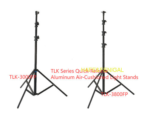 Black Air-Cushioned Quick Release Aluminum Light Stand 3m Max Height 5kg Load
