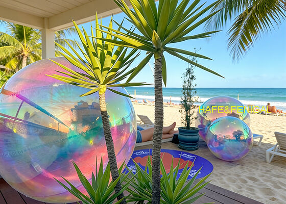 ইভেন্টের জন্য ডুয়াল-লেয়ার পিভিসি কনস্ট্রাকশন এবং ইউভি-প্রতিরোধী ফিনিশ সহ इंद्रधनुषी इंद्रधनुषी পিভিসি মিরর বেলুন