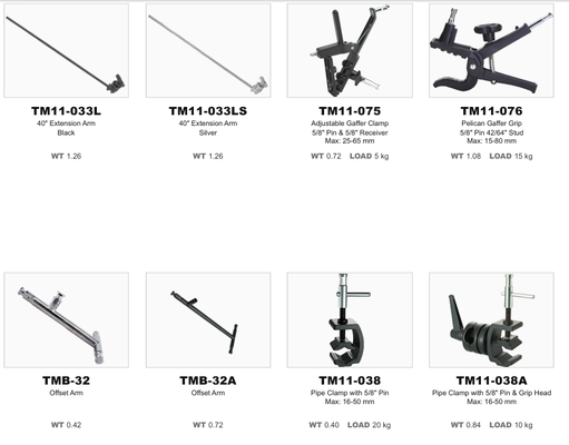 Professional Grip Arm and Mounting Clamp with 5/8" Baby Standard Compatibility, 100 kg Load Capacity, and Adjustable Articulated Design