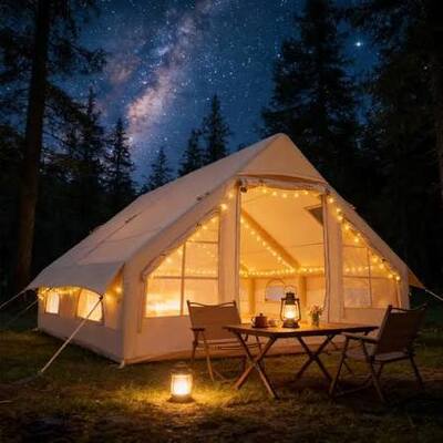 UV Protection UPF 50+ Inflatable Air Tent with Waterproof Polyethylene Floor and Quick Setup in 10-13 Minutes