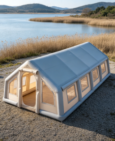 8.5m Length Inflatable Air Tent with 5 Oversized Side Windows and Dual-Chamber Air-Beam Frame for Lakeside Camping