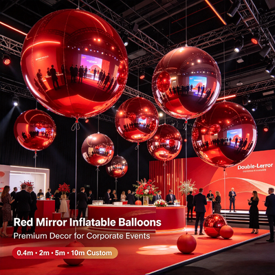 Double-Layer PVC Red Mirror Finish Inflatable Mirror Balloon with Custom Sizes 0.4m to 10m for Corporate Events